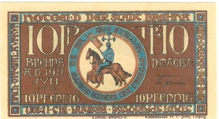 Brehna (heute: Sandersdorf-Brehna) - Stadt - Juli 1921 - 10 Pfennig 