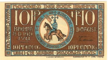 Brehna (heute: Sandersdorf-Brehna) - Stadt - Juli 1921 - 10 Pfennig 