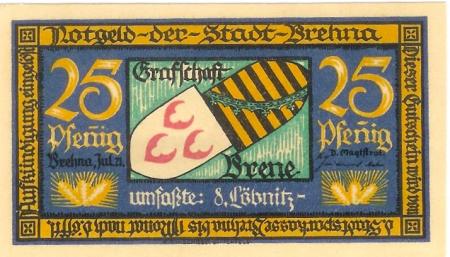 Brehna (heute: Sandersdorf-Brehna) - Stadt - Juli 1921 - 25 Pfennig 