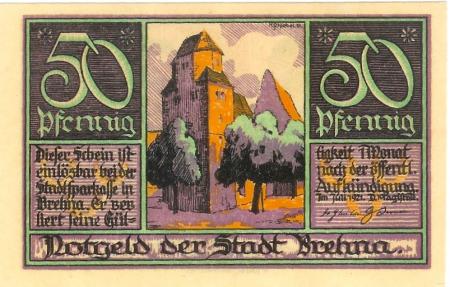 Brehna (heute: Sandersdorf-Brehna) - Stadt - Juli 1921 - 50 Pfennig 
