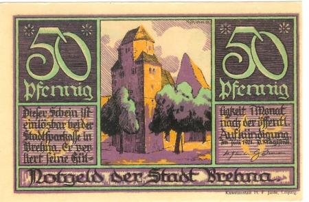 Brehna (heute: Sandersdorf-Brehna) - Stadt - Juli 1921 - 50 Pfennig 