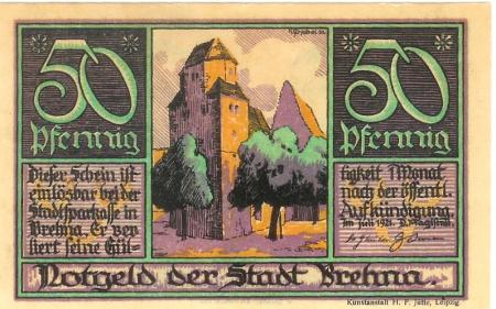 Brehna (heute: Sandersdorf-Brehna) - Stadt - Juli 1921 - 50 Pfennig 