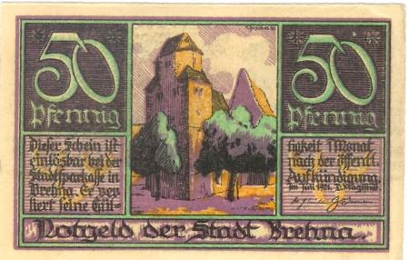 Brehna (heute: Sandersdorf-Brehna) - Stadt - Juli 1921 - 50 Pfennig 