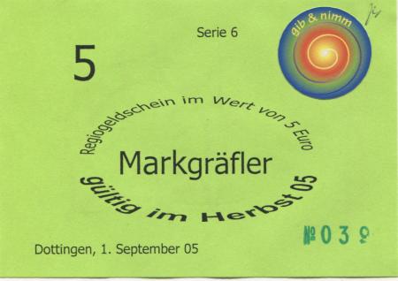 Dottingen (heute: Ballrechten-Dottingen) - Haus der Generationen Südbaden eV - 1.9.2005 - 5 Euro 