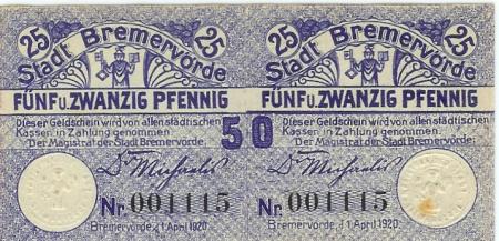 Bremervörde - Stadt - 1.4.1920 - 50 Pfennig 