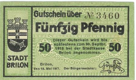 Brilon - Stadt - 18.5.1917 - 50 Pfennig 