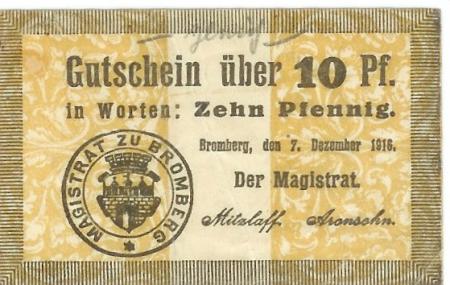 Bromberg (heute: PL-Bydgoszcz) - Stadt - 7.12.1916 - 10 Pfennig 