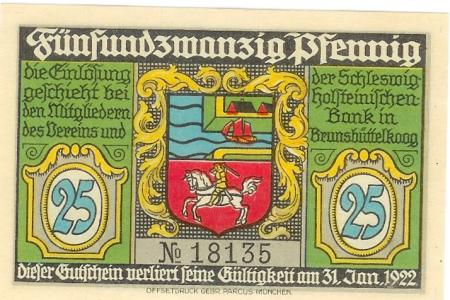 Brunsbüttelkoog (heute: Brunsbüttel) - Verein für Handel, Gewerbe und Industrie eV - - 31.1.1922 - 25 Pfennig 