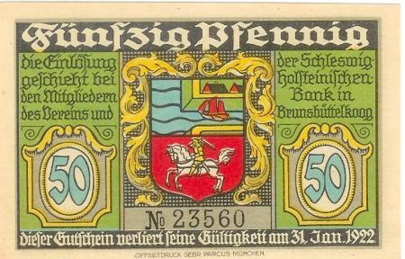 Brunsbüttelkoog (heute: Brunsbüttel) - Verein für Handel, Gewerbe und Industrie eV - - 31.1.1922 - 50 Pfennig 