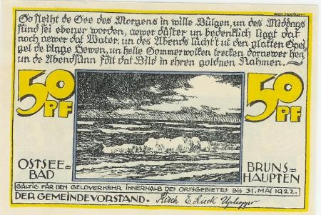 Brunshaupten (heute: Kühlungsborn) - Gemeinde - 31.5.1922 - 50 Pfennig 