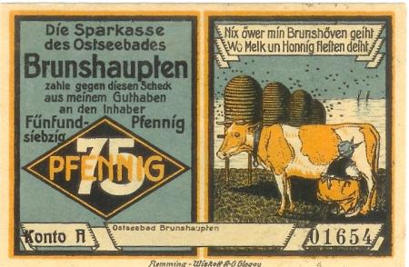 Brunshaupten (heute: Kühlungsborn) - Gemeinde* (Sparkasse) - -- - 75 Pfennig 