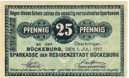 Bückeburg - Sparkasse - 1.7.1917 - 25 Pfennig 
