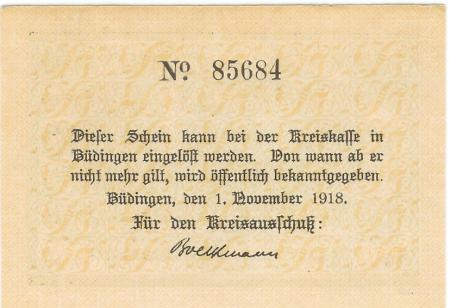 Büdingen - Kreis - 1.11.1918 - 50 Pfennig 