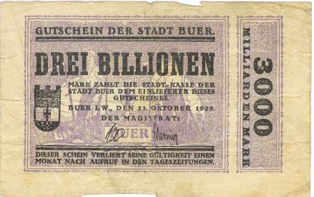 Buer (heute: Gelsenkirchen) - Stadt - 23.10.1923 - 3 Billionen Mark 