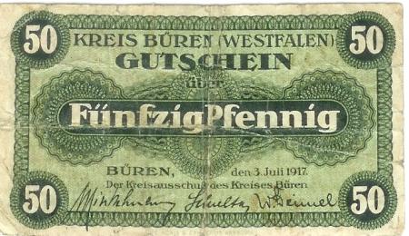 Büren - Kreis - 3.7.1917 - 50 Pfennig 