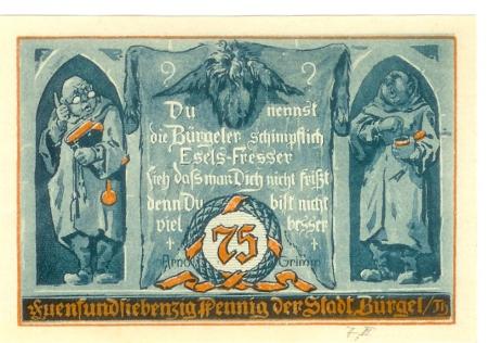 Bürgel - Stadt - 28.5.1921 - 75 Pfennig 