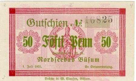 Büsum - Gemeinde - 1.7.1921 - 31.12.1921 - 50 Pfennig 
