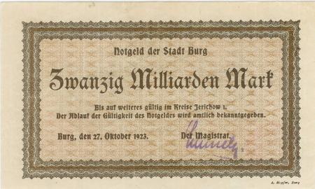 Burg - Stadt - 27.10.1923 - 20 Milliarden Mark 