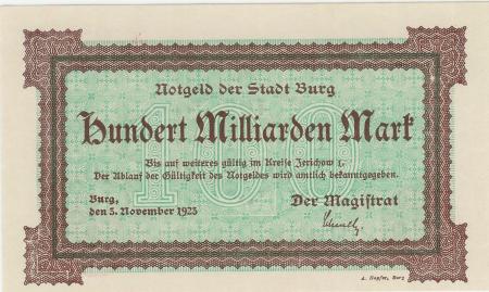 Burg - Stadt - 3.11.1923 - 100 Milliarden Mark 