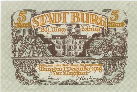 Burg - Stadt - 1.10.1918 - 1.2.1919 - 5 Mark 