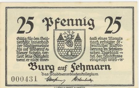 Burg (heute: Fehmarn) - Stadt - -- - 25 Pfennig 