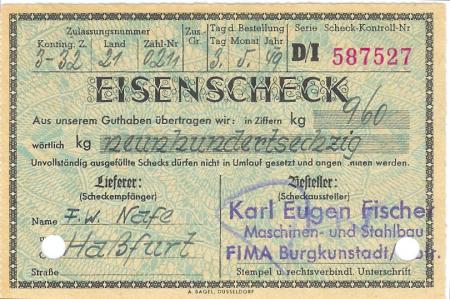 Burgkunstadt - Fischer, Karl Eugen, Maschinen- und Stahlbau - 3.5.1949 - 960 kg 