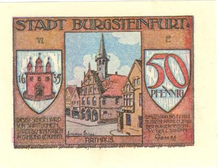 Burgsteinfurt (heute: Steinfurt) - Stadt - 23.11.1921 - 1.1.1923 - 50 Pfennig 