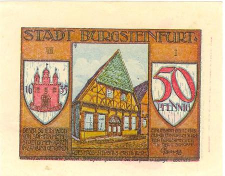 Burgsteinfurt (heute: Steinfurt) - Stadt - 23.11.1921 - 1.1.1923 - 50 Pfennig 