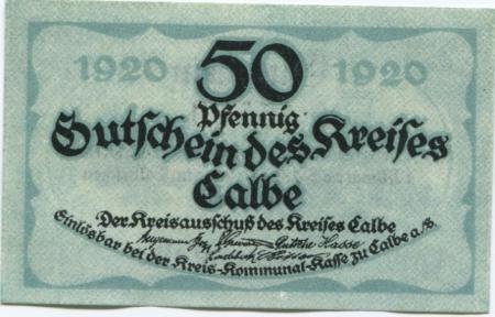 Calbe - Kreis - 1920 - 50 Pfennig 