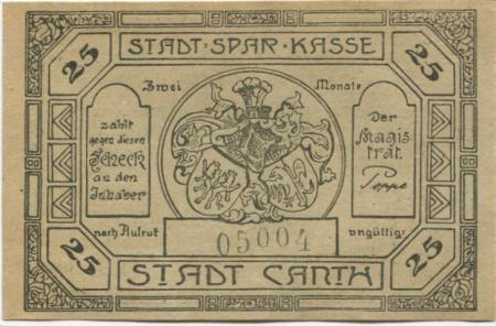 Canth (heute: PL-Katy Wroclawskie) - Stadt - -- 25 Pfennig 