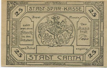 Canth (heute: PL-Katy Wroclawskie) - Stadt - -- 25 Pfennig 