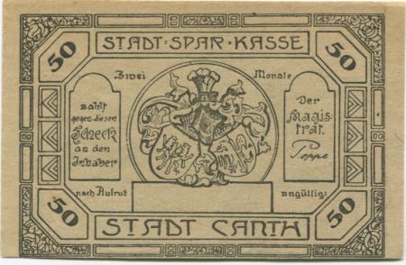 Canth (heute: PL-Katy Wroclawskie) - Stadt - -- 50 Pfennig 