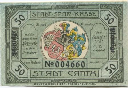 Canth (heute: PL-Katy Wroclawskie) - Stadt - -- 50 Pfennig 