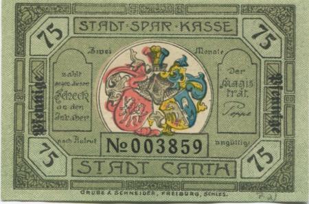 Canth (heute: PL-Katy Wroclawskie) - Stadt - -- 75 Pfennig 