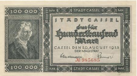 Cassel (heute: Kassel) - Stadt - 20.8.1923 - 100000 Mark 