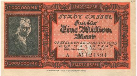 Cassel (heute: Kassel) - Stadt - 20.8.1923 - 1 Million Mark 
