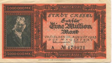 Cassel (heute: Kassel) - Stadt - 20.8.1923 - 1 Million Mark 