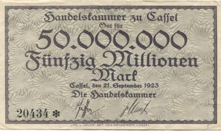 Cassel (heute: Kassel) - Handelskammer - 21.9.1923 - 50 Millionen Mark 