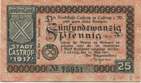 Castrop - Stadt - 15.5.1917 - 1.1.1920 - 25 Pfennig 