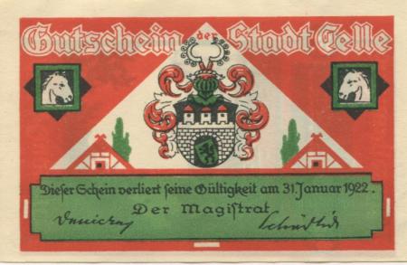 Celle - Stadt - - 31.1.1922 - 25 Pfennig 