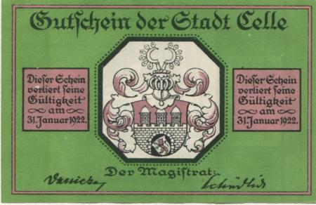 Celle - Stadt - - 31.1.1922 - 75 Pfennig 