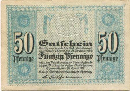 Chemnitz - Amtshauptmannschaft - 19.4.1917 - 31.12.1918 - 50 Pfennig 