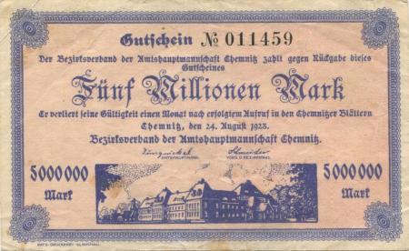 Chemnitz - Amtshauptmannschaft - 24.8.1923 - 5 Millionen Mark 