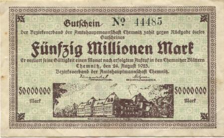 Chemnitz - Amtshauptmannschaft - 24.8.1923 - 50 Millionen Mark 