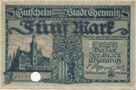 Chemnitz - Stadt - 28.10.1918 - 5 Mark 