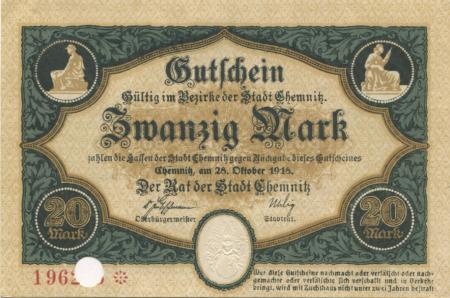 Chemnitz - Stadt - 28.10.1918 - 20 Mark 
