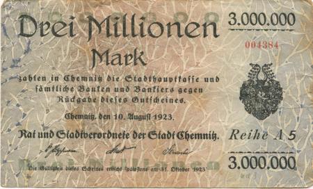 Chemnitz - Stadt - 10.8.1923 - 3 Millionen Mark 