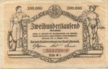 Chemnitz - Stadt - 24.8.1923 - 200000 Mark 