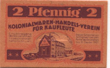 Chemnitz - Kolonialwaren-Handels-Verein für Kaufleute eGmbH -  - 31.12.1921 - 2 Pfennig 