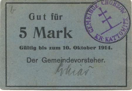Chorzow - Gemeinde - - 10.10.1914 - 5 Mark 